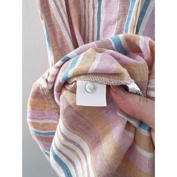 C&C California Linen Halter Neck Mini Shift Dress Medium Pastel Stripe Beach - Picture 8 of 8